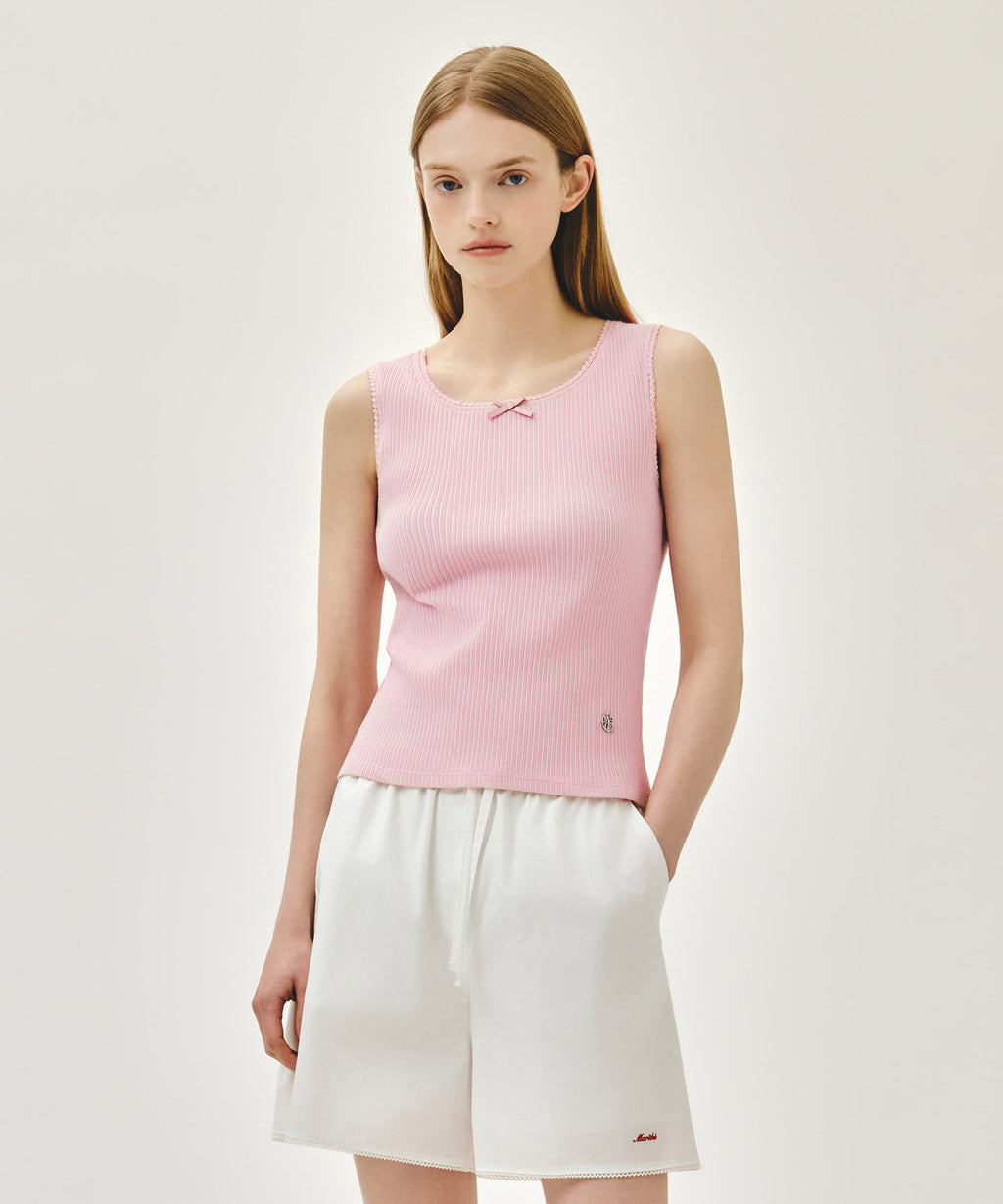 Marithe & Francois Girbaud - Lace Detail Sleeveless (Pink) product image 1 | TRAB K-Fashion Australia