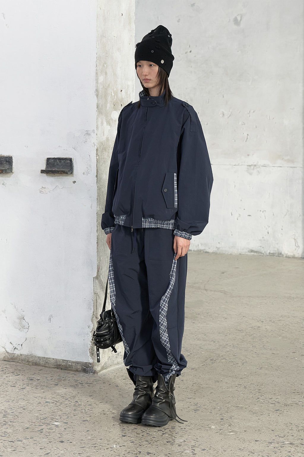Deinet - Point Check Detail Jacket (Navy) product image 2 | TRAB K-Fashion Australia