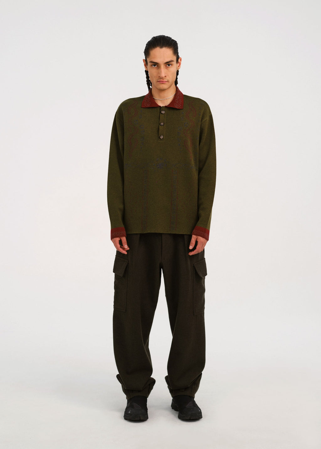 Hyein Seo - Graphic Pique Knit (Khaki) product image 2 | TRAB K-Fashion Australia