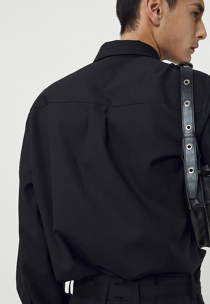 Tonywack - Wool Twill Hidden Pocket Shirt (Black) product image 7 | TRAB K-Fashion Australia