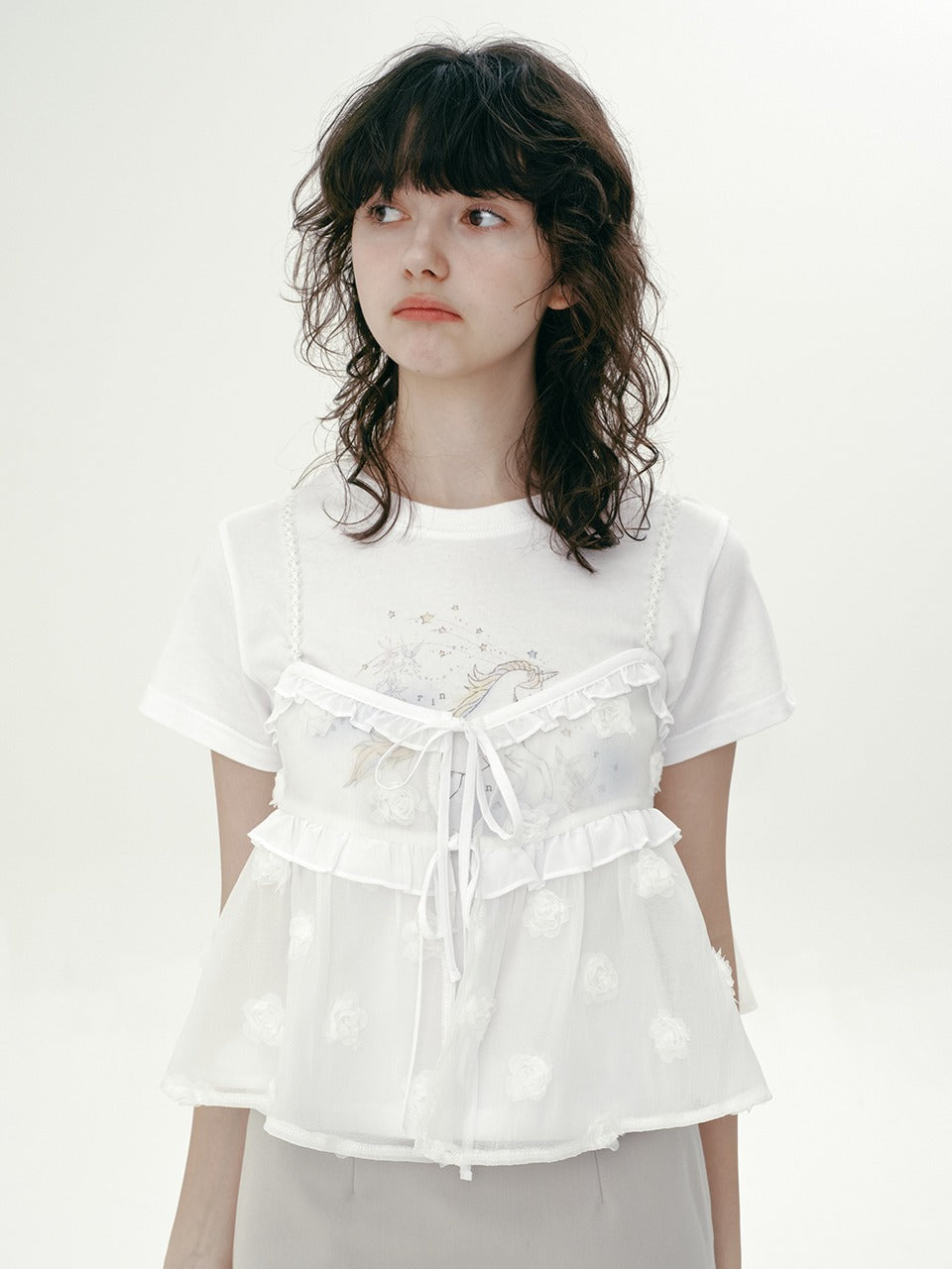 Margarin Fingers - Rose Frill Bustier (White) product image 1 | TRAB K-Fashion Australia