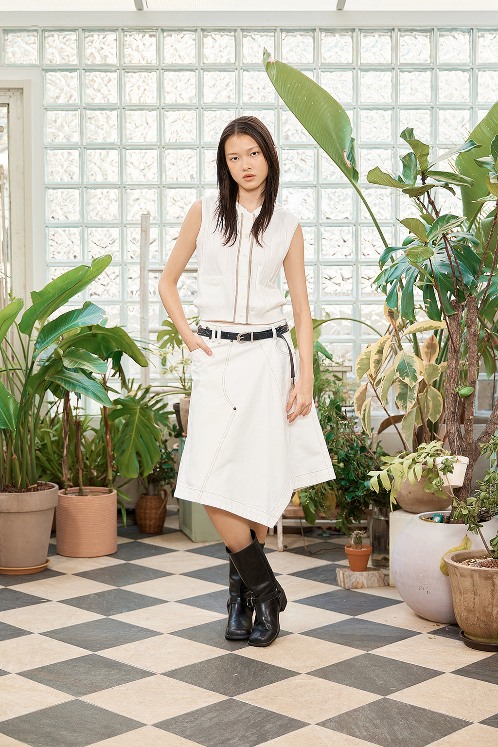 Matin Kim - Wrinkle Hoody Button Knit Vest (Ivory) product image 9 | TRAB K-Fashion Australia