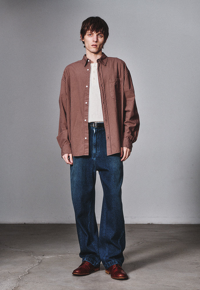 Art if acts - Garment Dyed Stripe Shirt (Brown) product image 2 | TRAB K-Fashion Australia