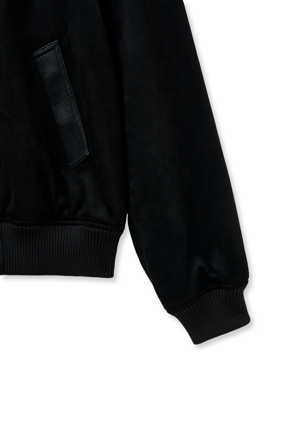 Matin Kim - Suede Mix Leather Zip Up Jumper (Black) product image 4 | TRAB K-Fashion Australia