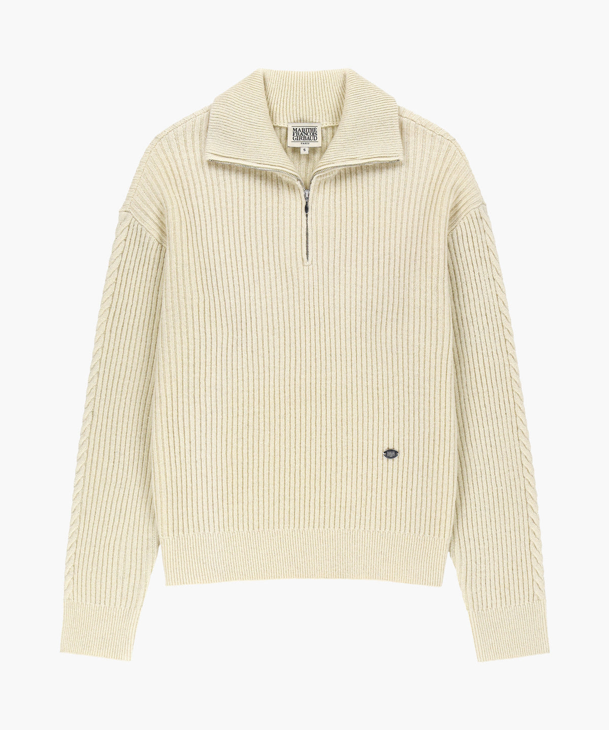 Marithe & Francois Girbaud - Cable Point Half Zip-up Knit (Ivory) product image 6 | TRAB K-Fashion Australia