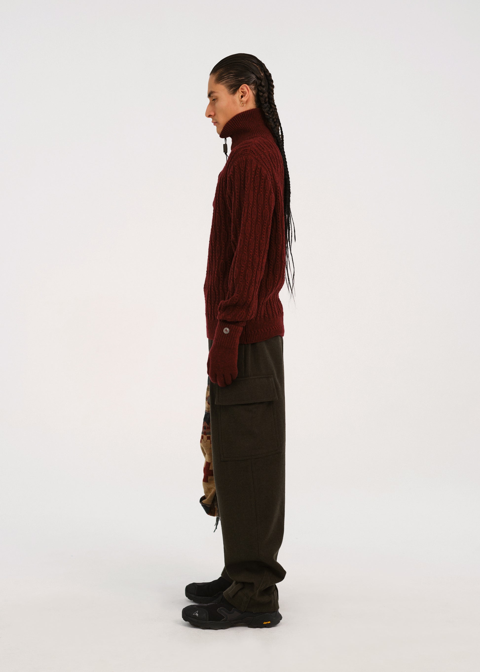 Hyein Seo - Troyer Knit Sweater w/ Gloves (Burgundy) product image 2 | TRAB K-Fashion Australia