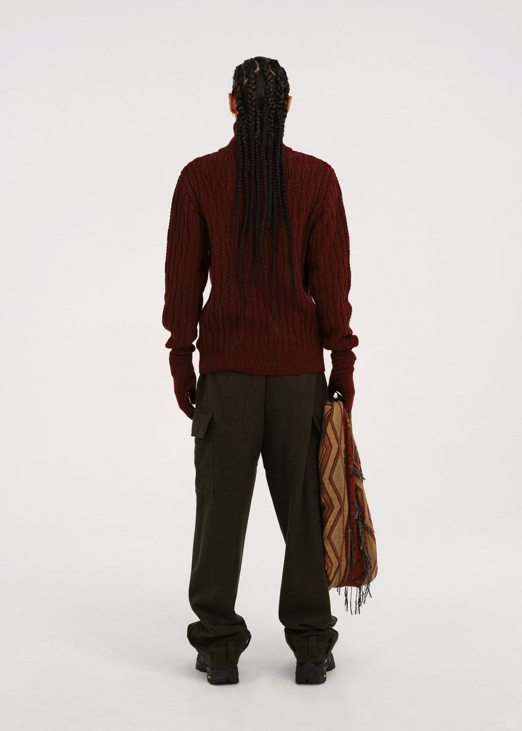 Hyein Seo - Troyer Knit Sweater w/ Gloves (Burgundy) product image 3 | TRAB K-Fashion Australia