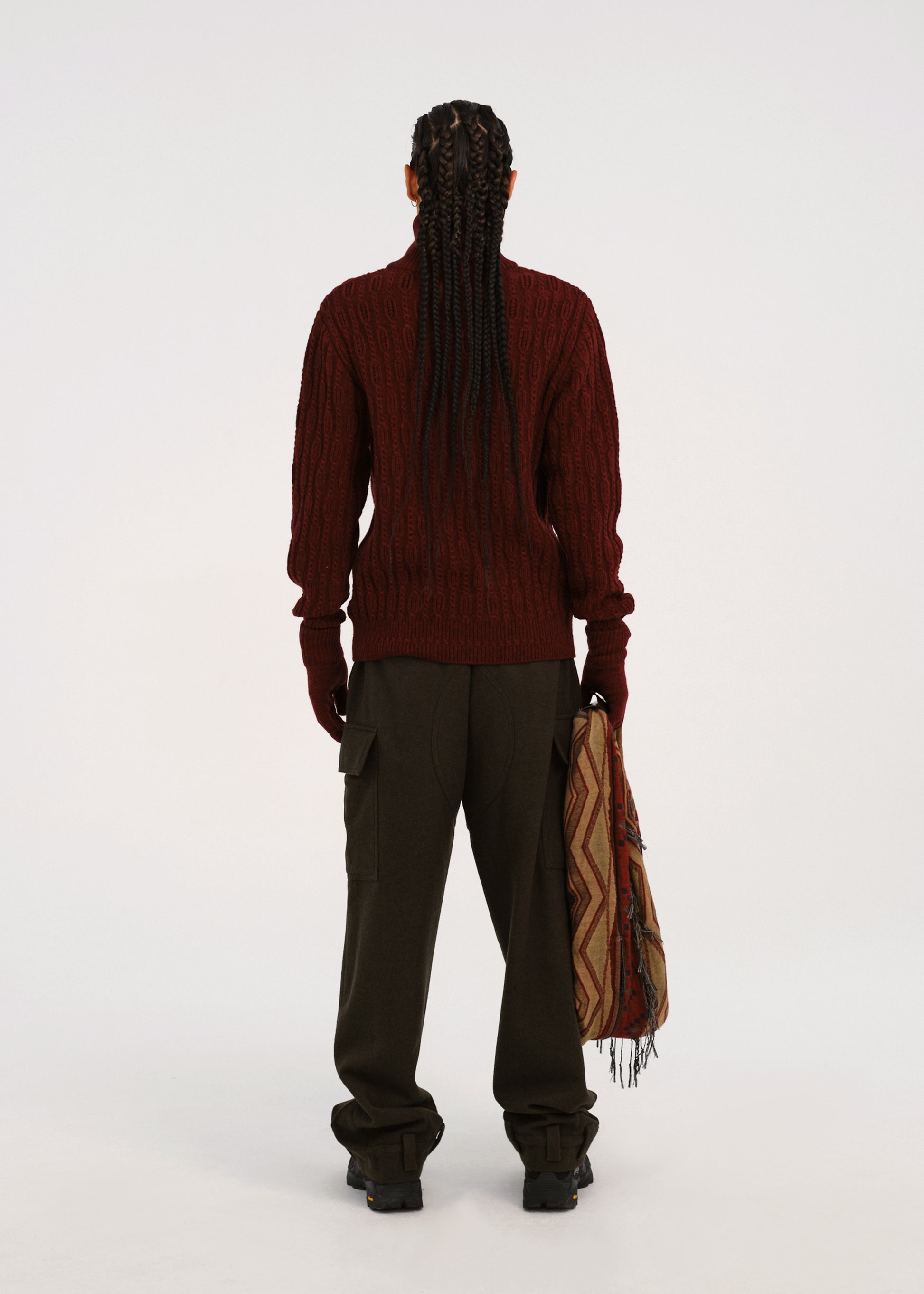 Hyein Seo - Troyer Knit Sweater w/ Gloves (Burgundy) product image 3 | TRAB K-Fashion Australia