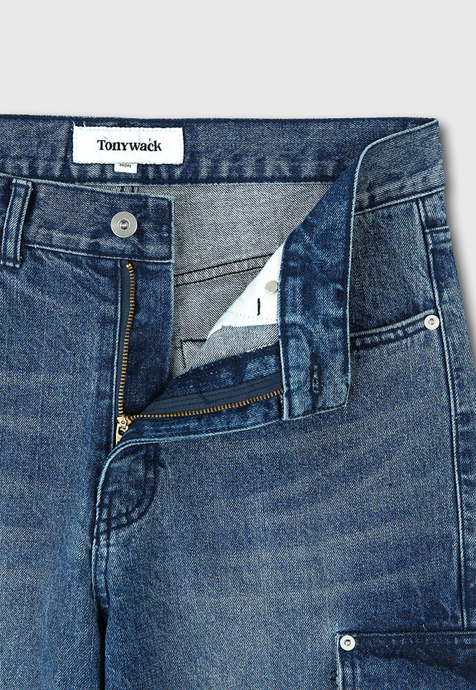 Tonywack - Relaxed Cut Denim Cargo Jeans (Faded Mid Blue) product image 10 | TRAB K-Fashion Australia