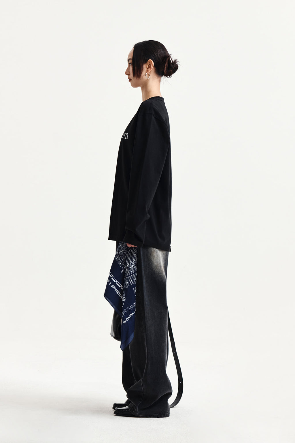 Matin Kim - Asymmetric Logo Top (Black) product image 6 | TRAB K-Fashion Australia