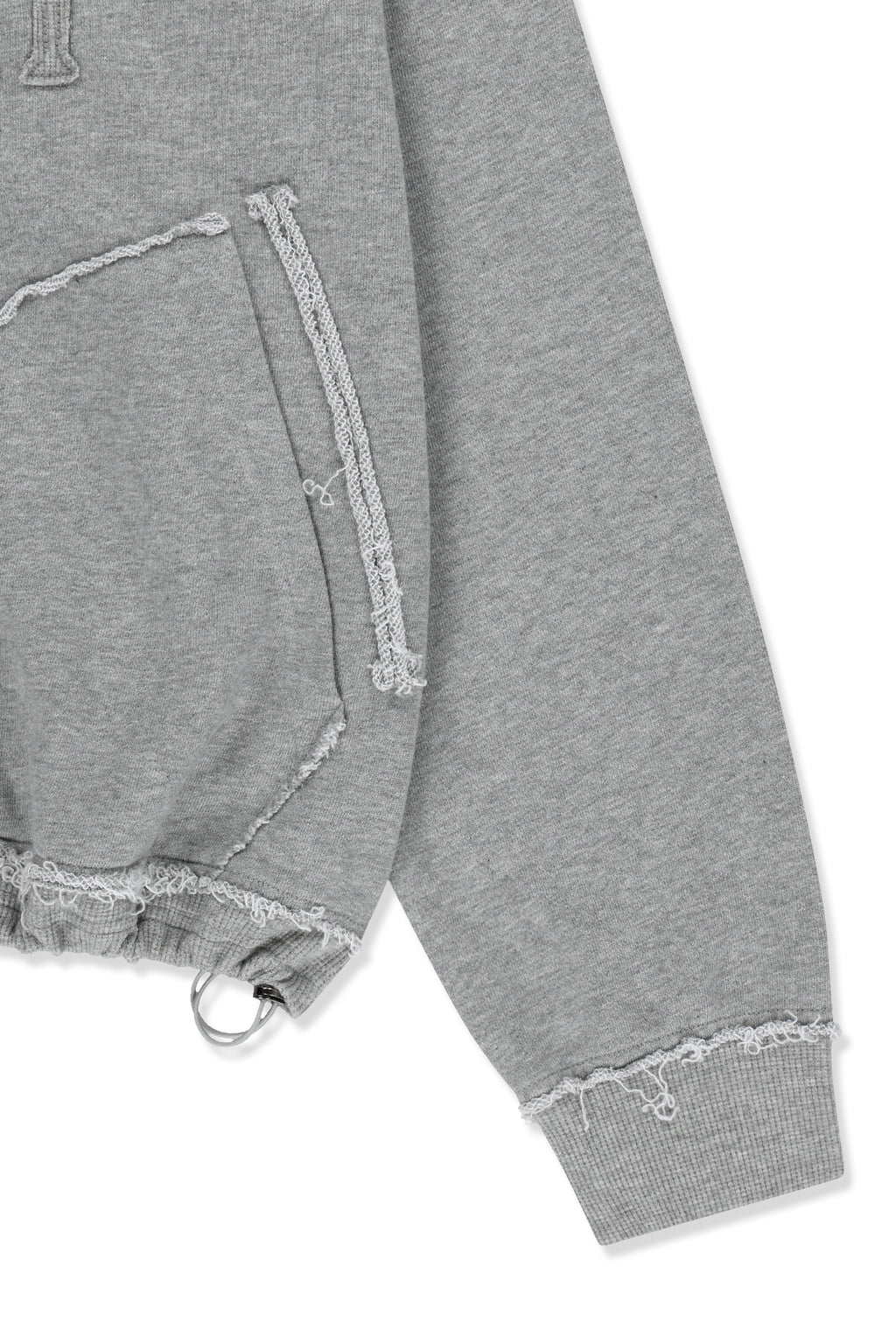 Matin Kim - [Pre-Order – Ships August 24] Mixed Waffle Applique Logo Zip Up (Grey) product image 5 | TRAB K-Fashion Australia