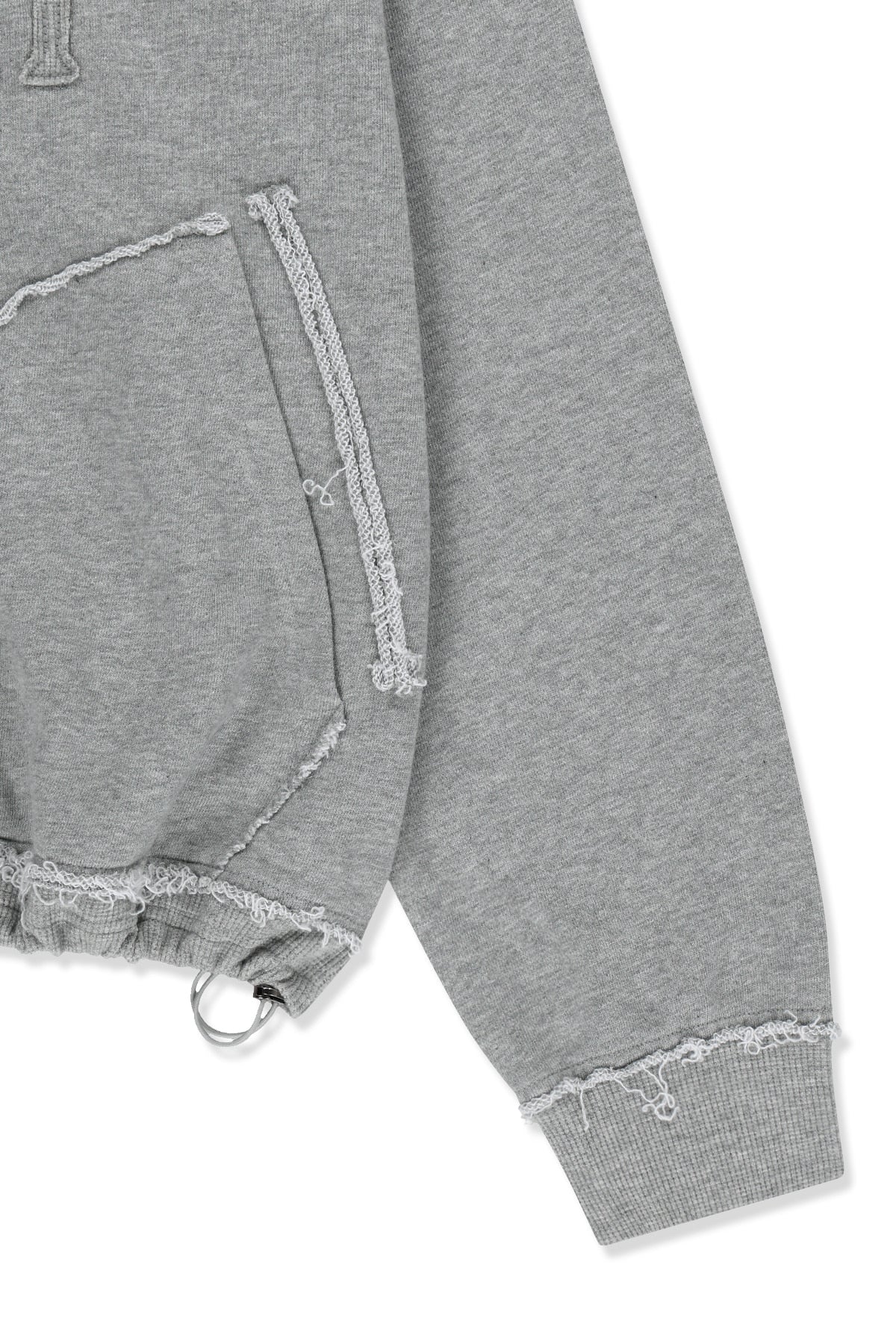 Matin Kim - [Pre-Order – Ships August 24] Mixed Waffle Applique Logo Zip Up (Grey) product image 5 | TRAB K-Fashion Australia