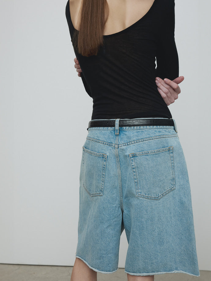 Tonywack - Raw Hem Denim Shorts (Light Washed Blue) product image 5 | TRAB K-Fashion Australia