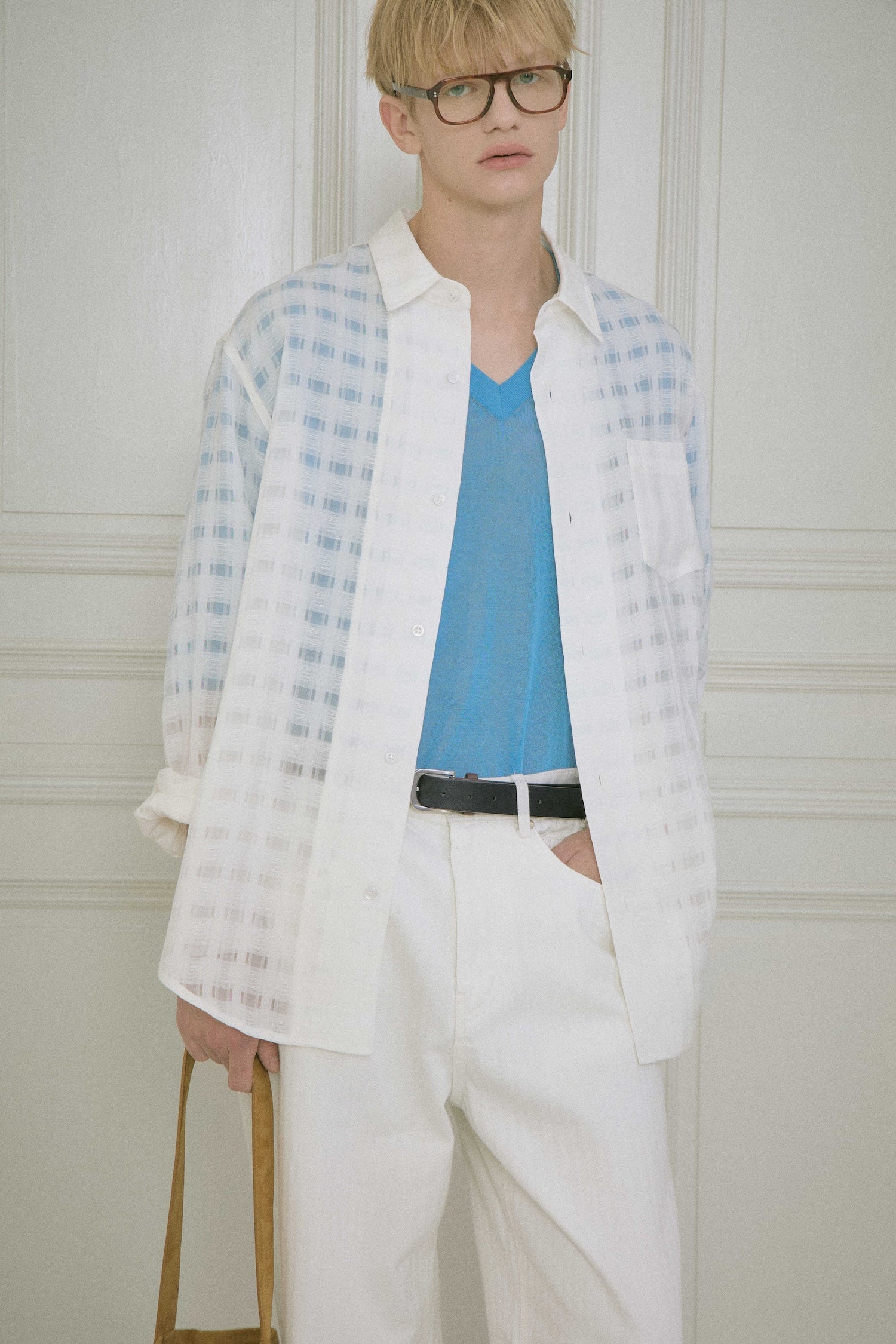 STU - Comfortable Check Shirt (White) product image 10 | TRAB K-Fashion Australia