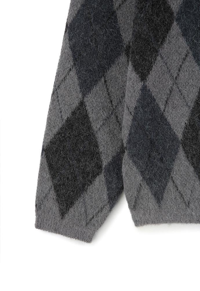Art if acts - Mohair Argyle Cardigan (Charcoal) product image 10 | TRAB K-Fashion Australia