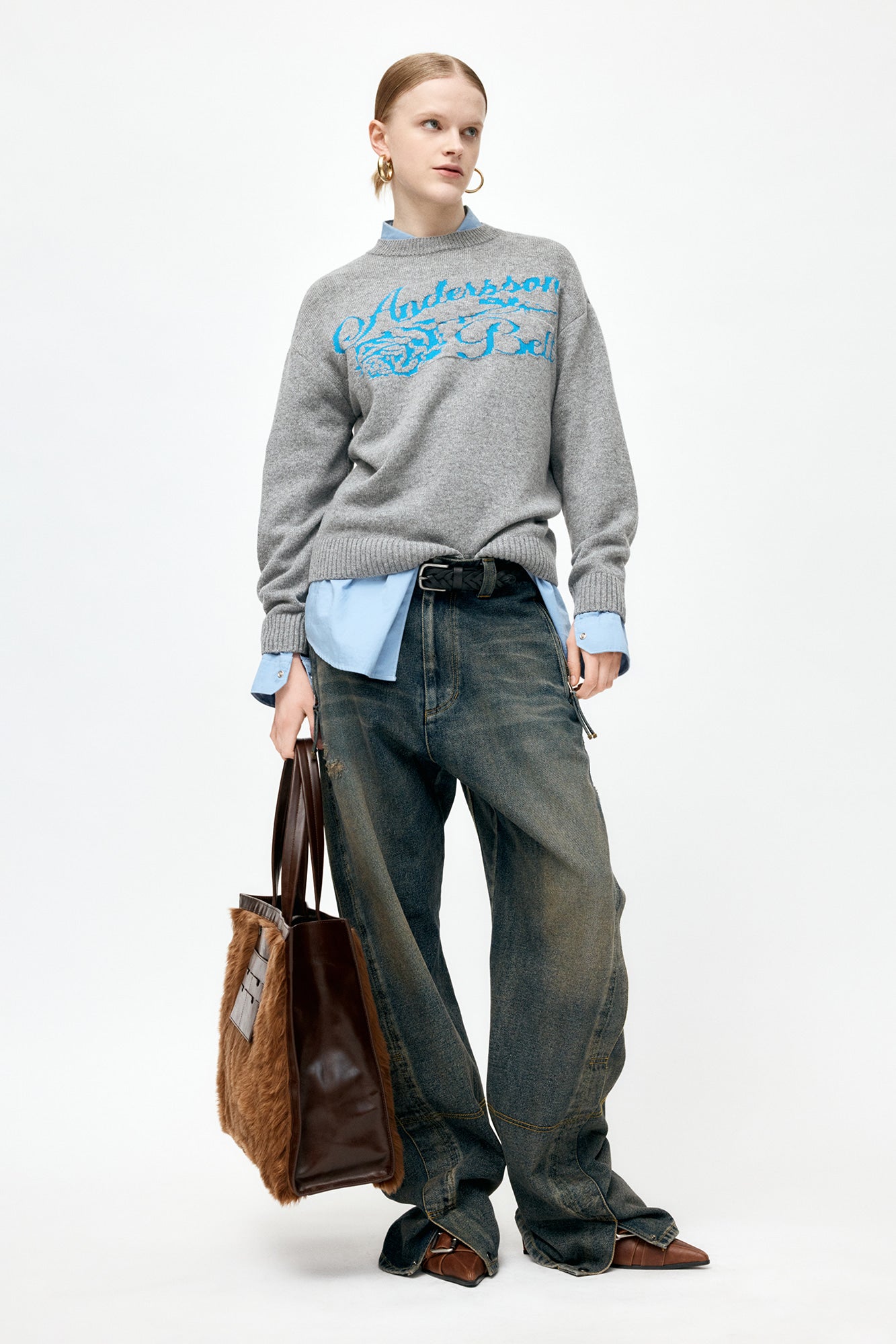 Andersson Bell - Unisex Cashmere Rose Crew-Neck Sweater (Grey) product image 11 | TRAB K-Fashion Australia