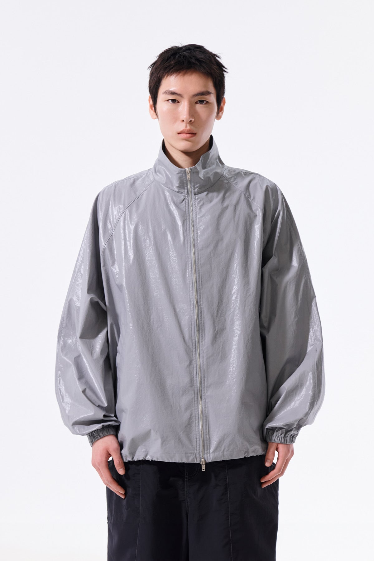 ジャケット・アウター Matin Kim MATIN KIM LOGO COATING JUMPER Matin Kim - Matin Kim Logo Coating Jumper (Dark Grey) | TRAB K-Fash