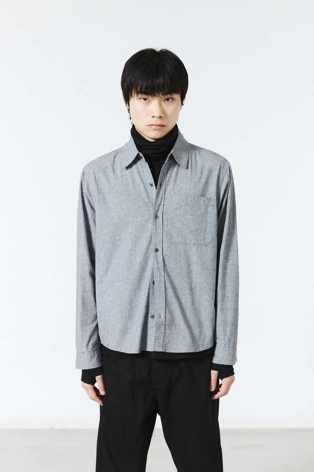 Hatchingroom - Regular Shirt Silk Nep Houndstooth (Black) product image 11 | TRAB K-Fashion Australia