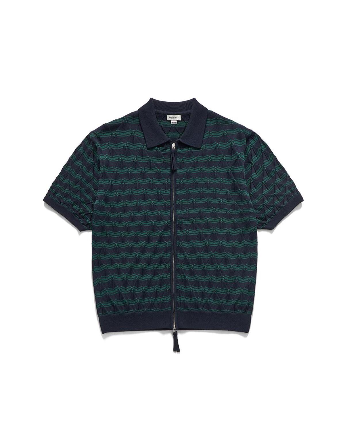Eastlogue - Weavy Zip Up Half Cardigan (D.navy & Green) product image 5 | TRAB K-Fashion Australia