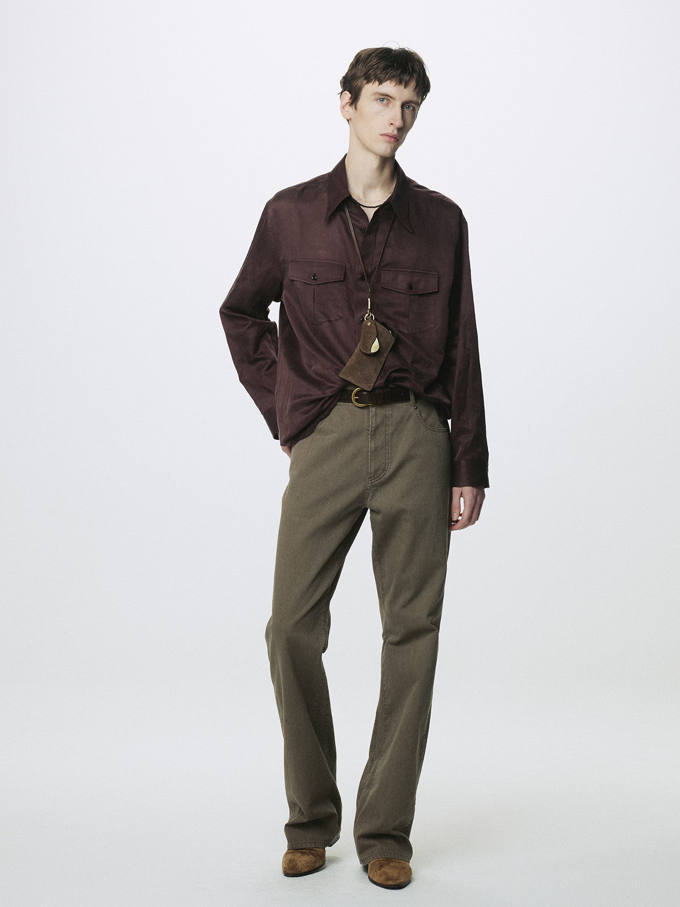 Tonywack - Silk Cotton Double Pocket Shirt (Vintage Maroon) product image 1 | TRAB K-Fashion Australia