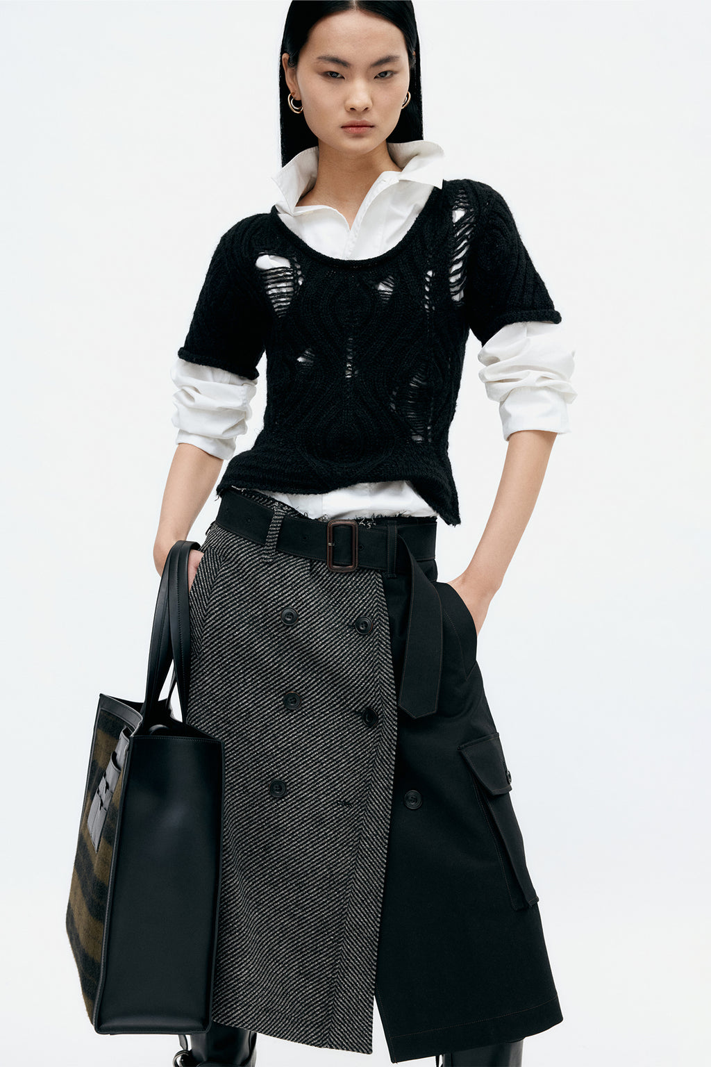 Andersson Bell - Cap Sleeve Sweater Layered Top (Black) product image 6 | TRAB K-Fashion Australia