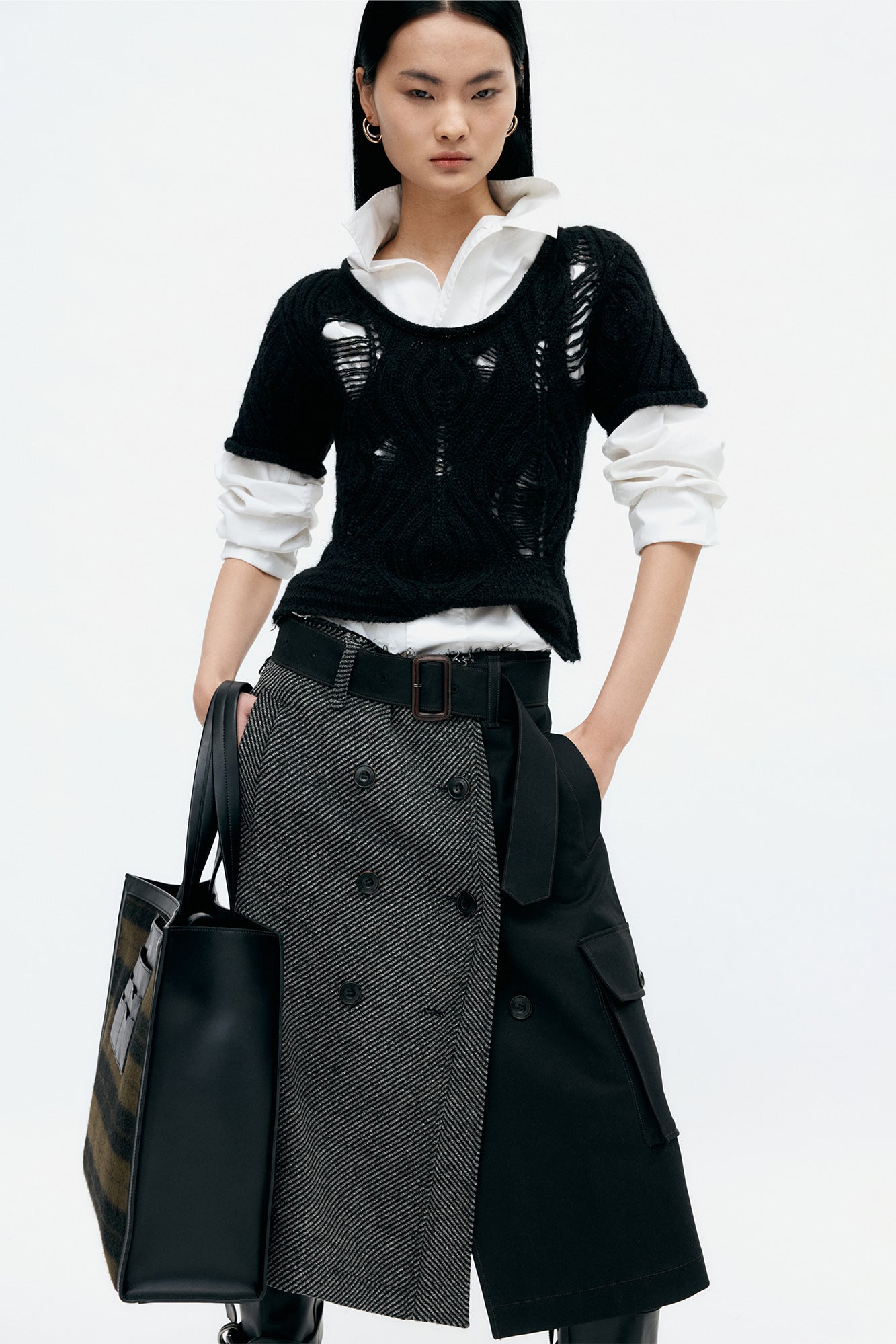 Andersson Bell - Cap Sleeve Sweater Layered Top (Black) product image 6 | TRAB K-Fashion Australia