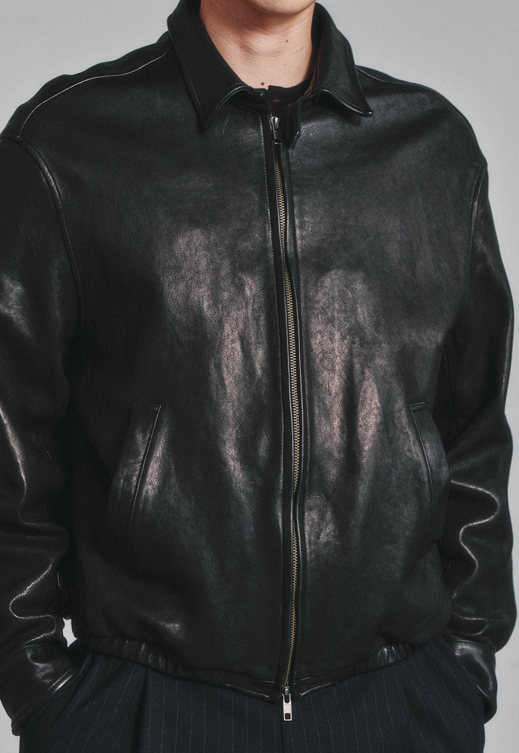 Art if acts - Washed Vegetable Leather Swing Jacket (Black) product image 7 | TRAB K-Fashion Australia
