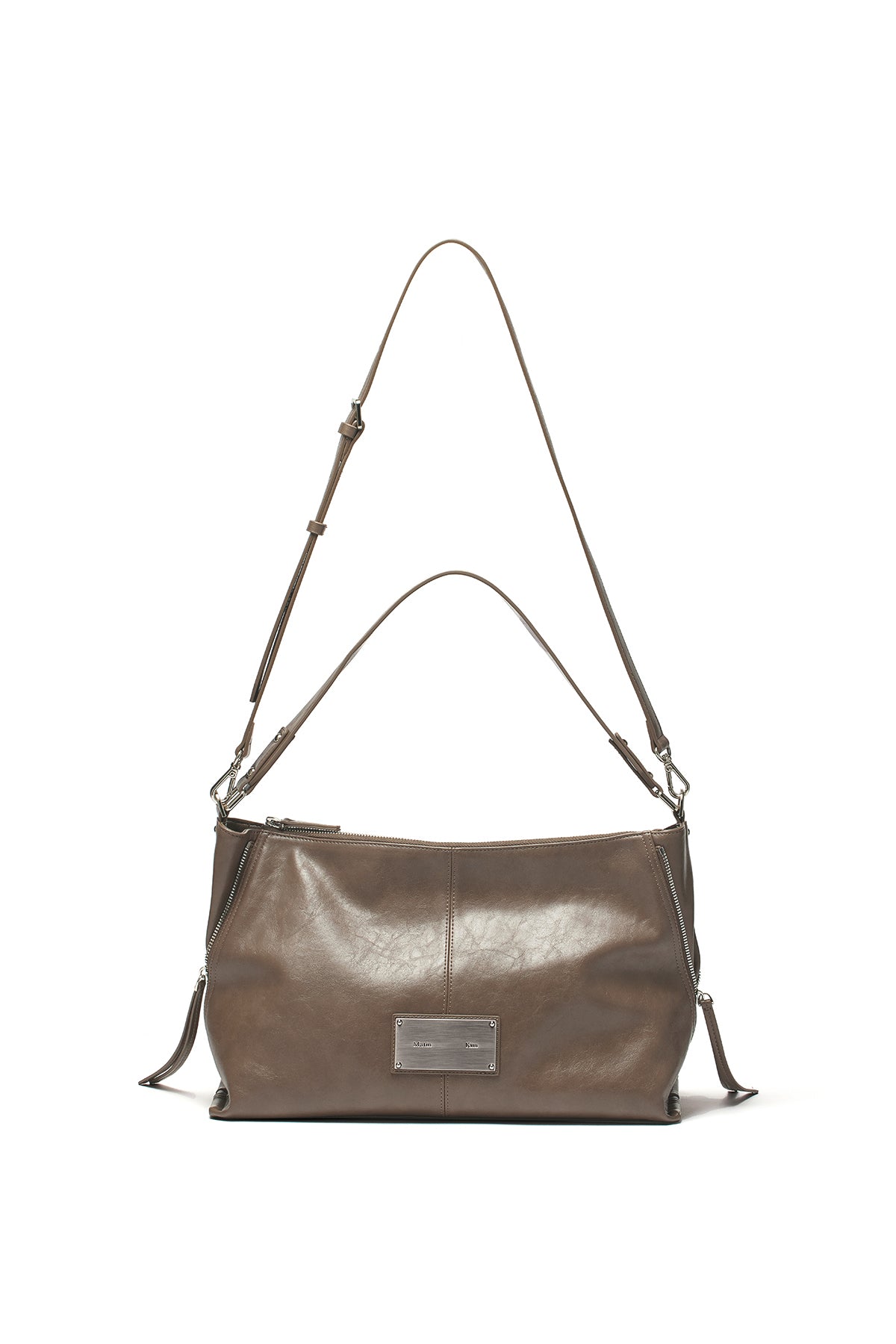 Matin Kim - Side Zipper Shoulder Bag (Dark Brown) product image 3 | TRAB K-Fashion Australia