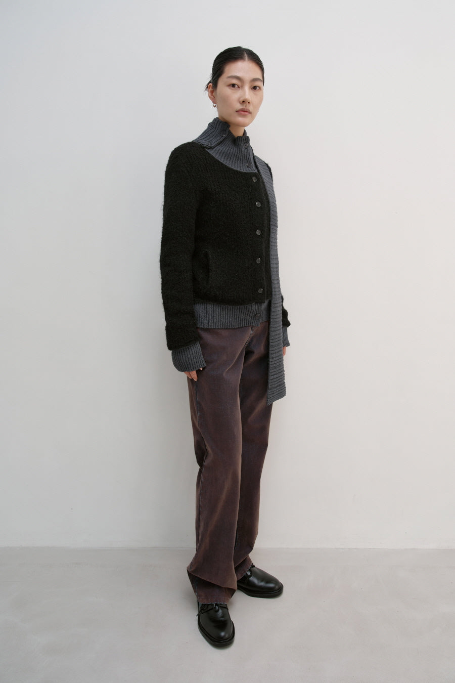 Insilence - Detachable Muffler Cardigan (Black) product image 5 | TRAB K-Fashion Australia
