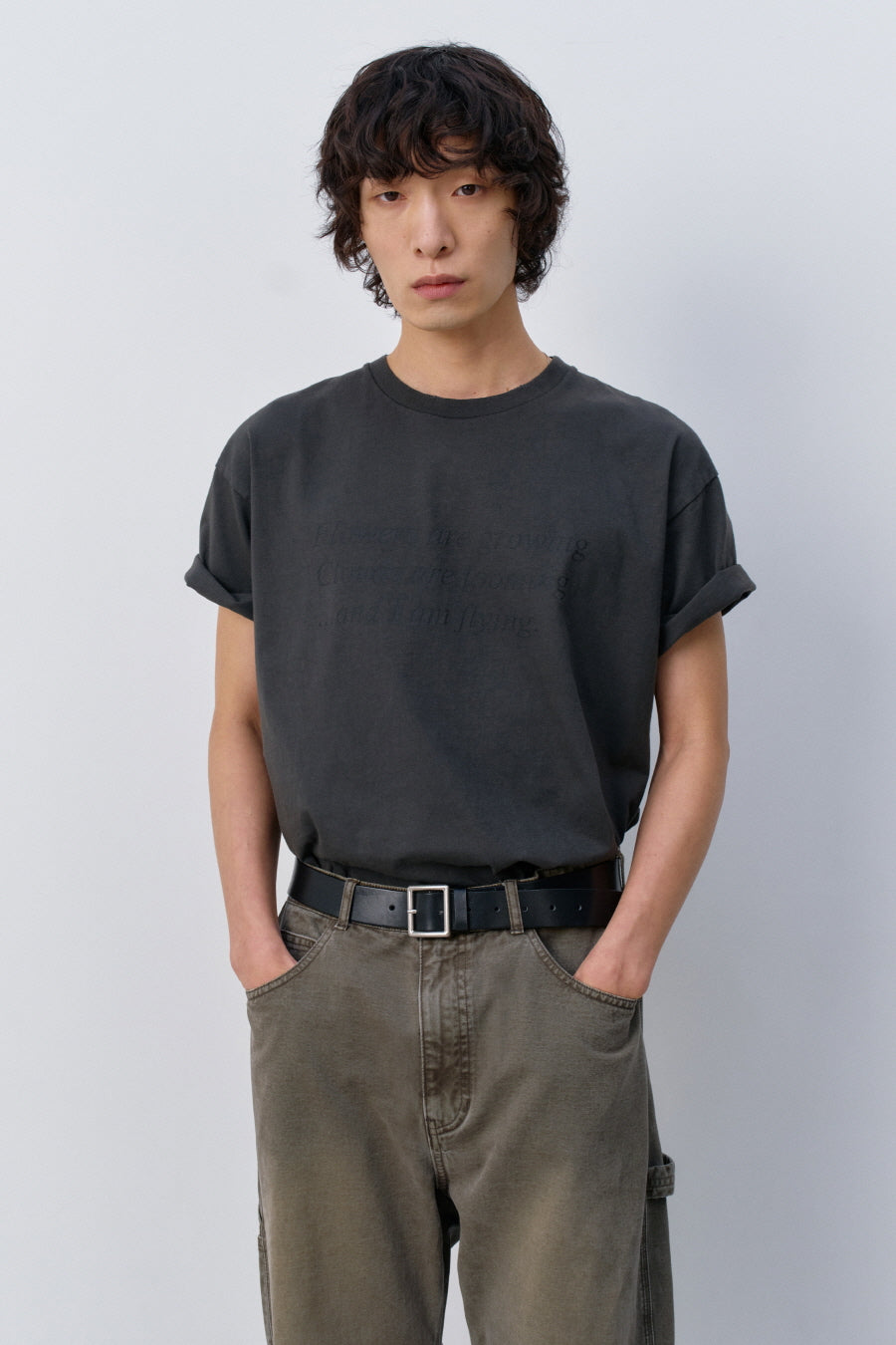 Insilence - Lettering Graphic T-shirt (Charcoal) product image 6 | TRAB K-Fashion Australia