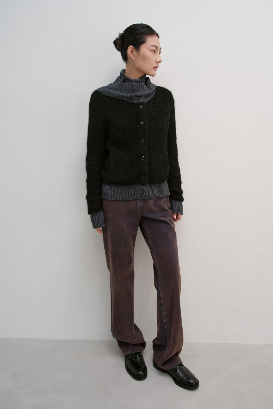 Insilence - Detachable Muffler Cardigan (Black) product image 3 | TRAB K-Fashion Australia