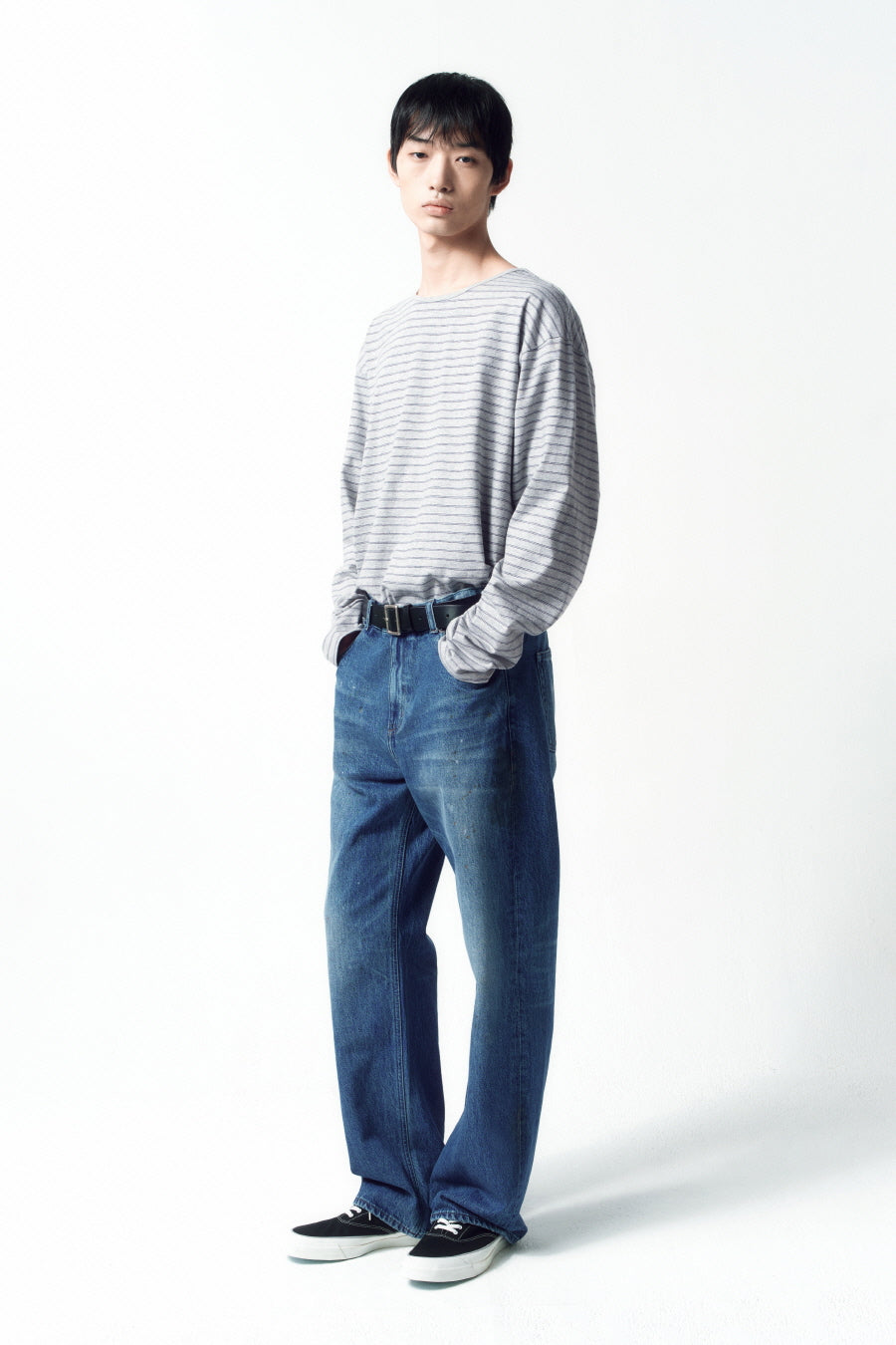 Insilence - Semi Boat Neck Stripe Long Sleeve (Melange Grey) product image 2 | TRAB K-Fashion Australia