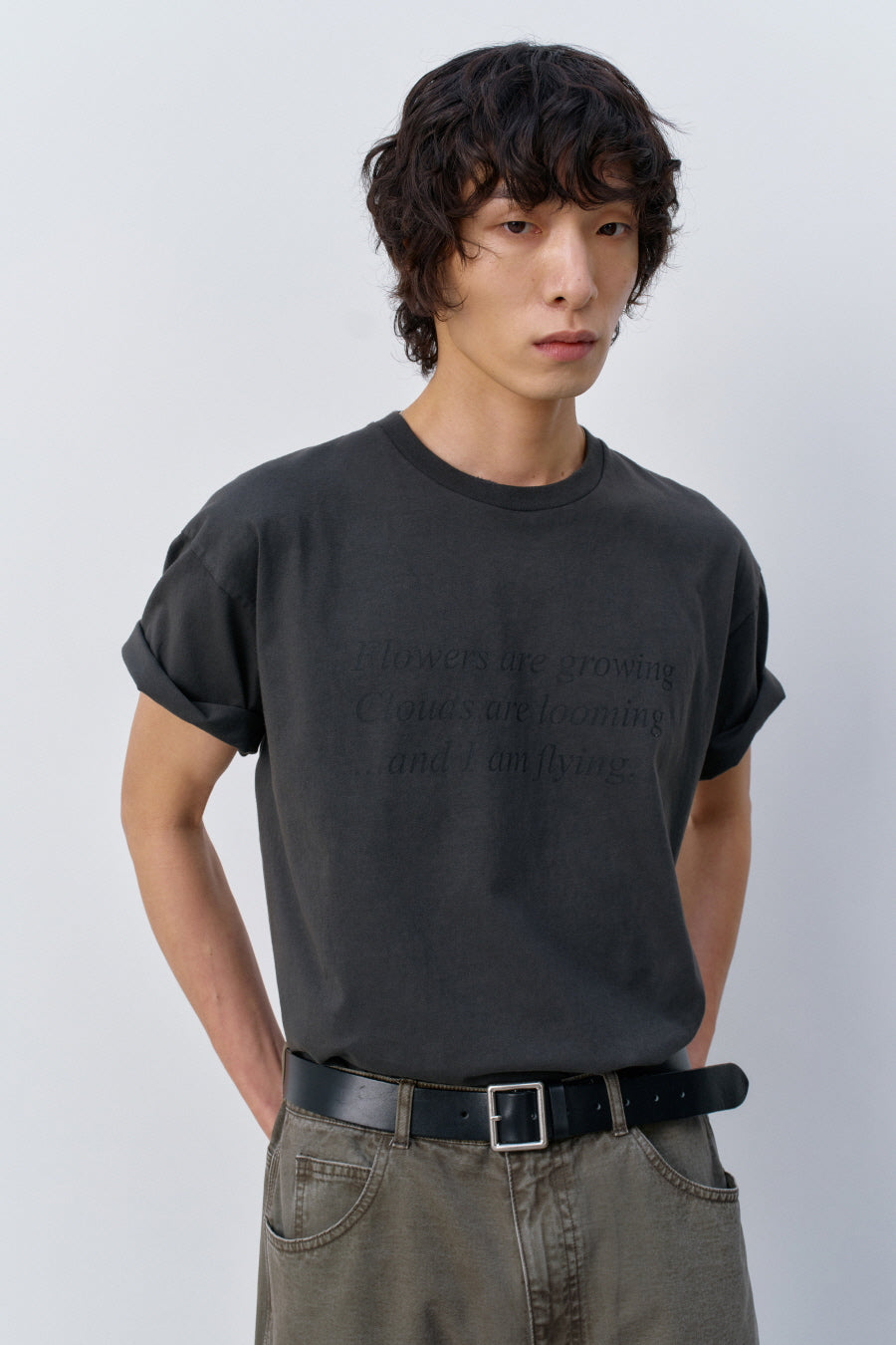Insilence - Lettering Graphic T-shirt (Charcoal) product image 2 | TRAB K-Fashion Australia