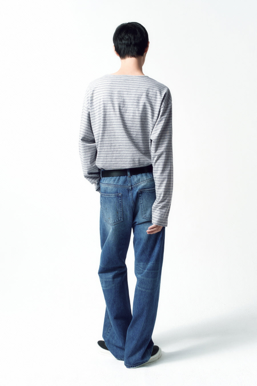 Insilence - Semi Boat Neck Stripe Long Sleeve (Melange Grey) product image 3 | TRAB K-Fashion Australia