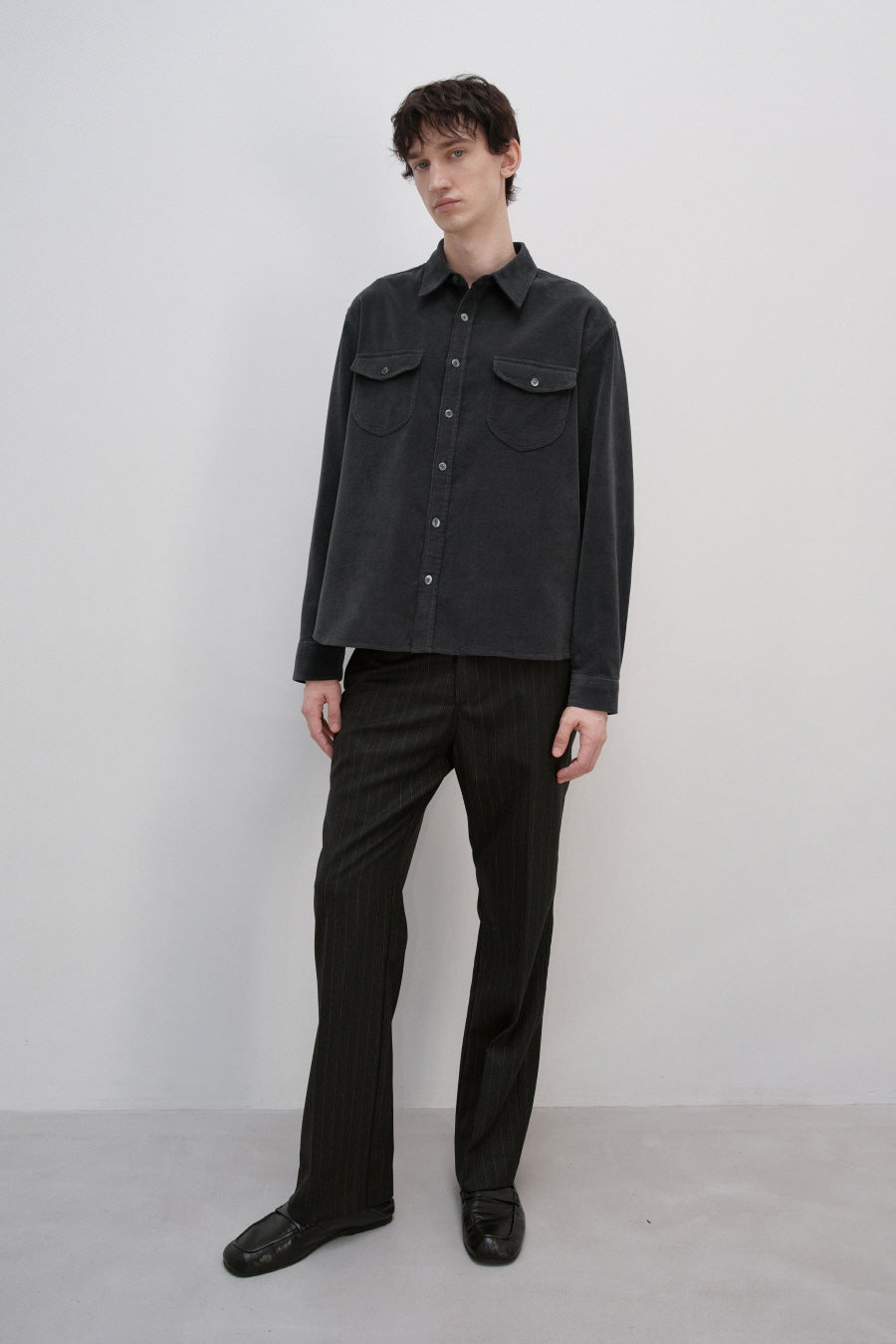 Insilence - Corduroy Two-Pocket Shirt (Charcoal) product image 3 | TRAB K-Fashion Australia