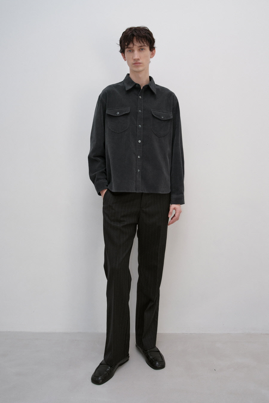 Insilence - Corduroy Two-Pocket Shirt (Charcoal) product image 4 | TRAB K-Fashion Australia
