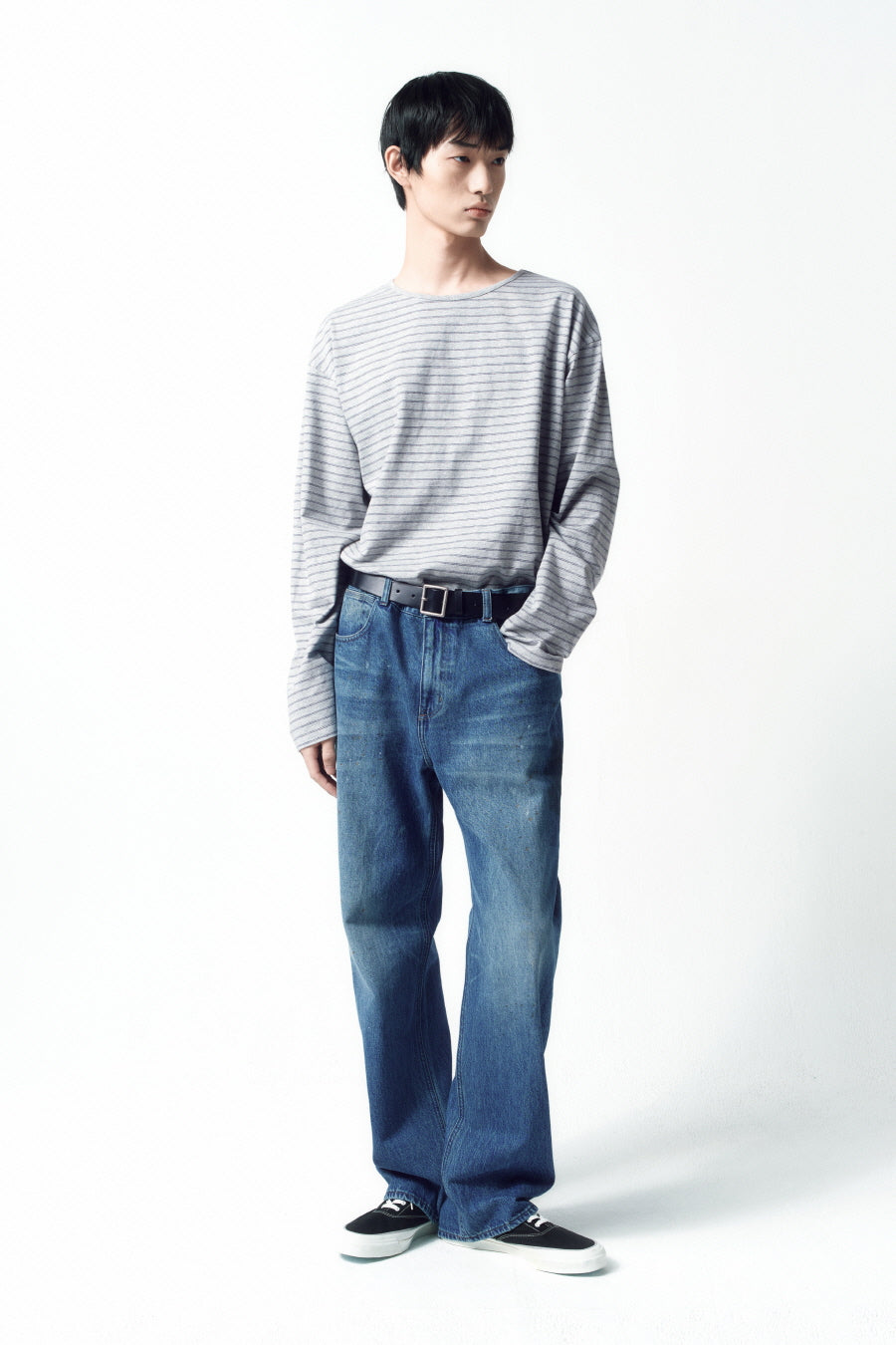 Insilence - Semi Boat Neck Stripe Long Sleeve (Melange Grey) product image 4 | TRAB K-Fashion Australia