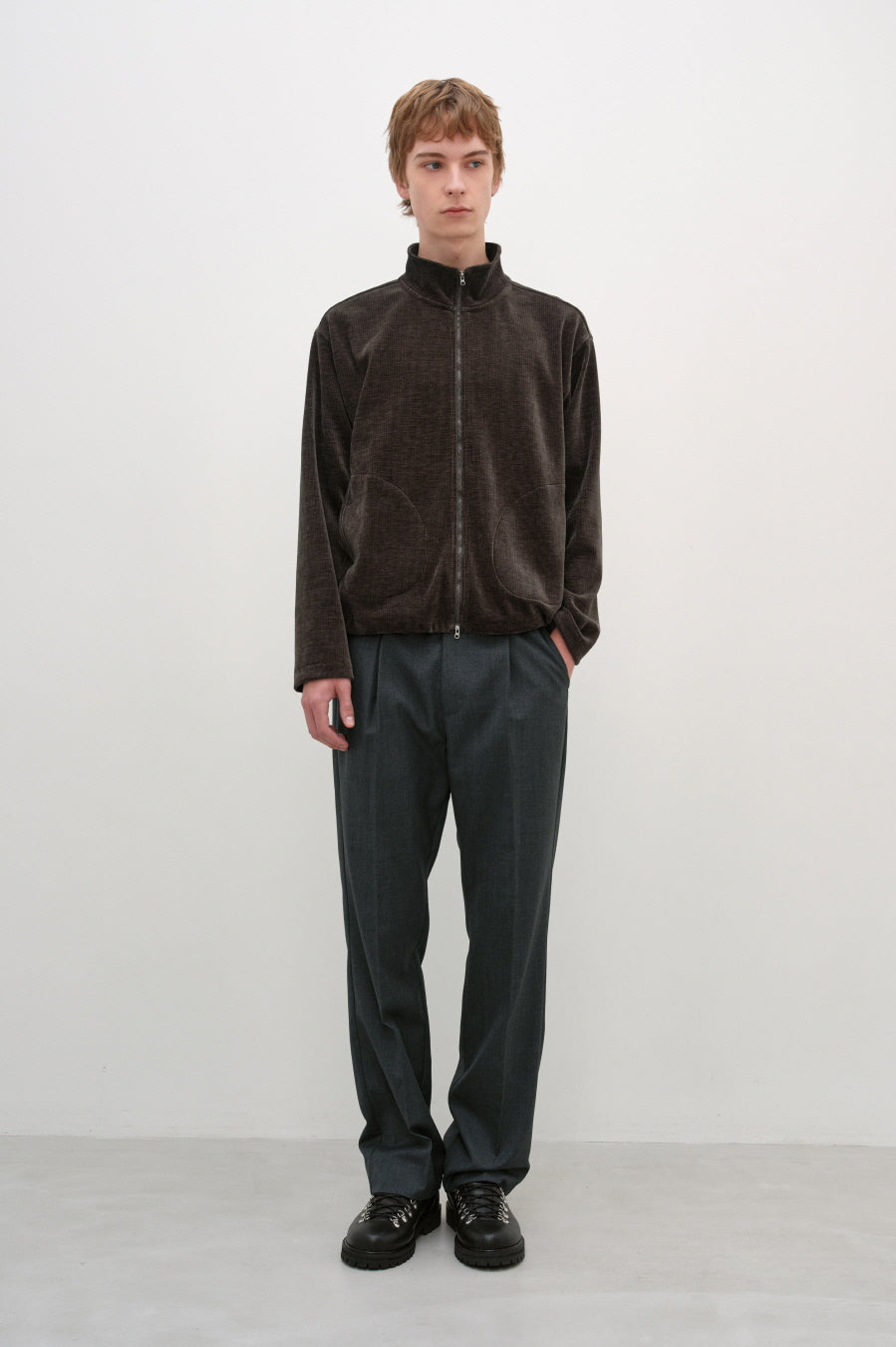 Insilence - High-neck Zip-up Jacket (Brown) product image 2 | TRAB K-Fashion Australia