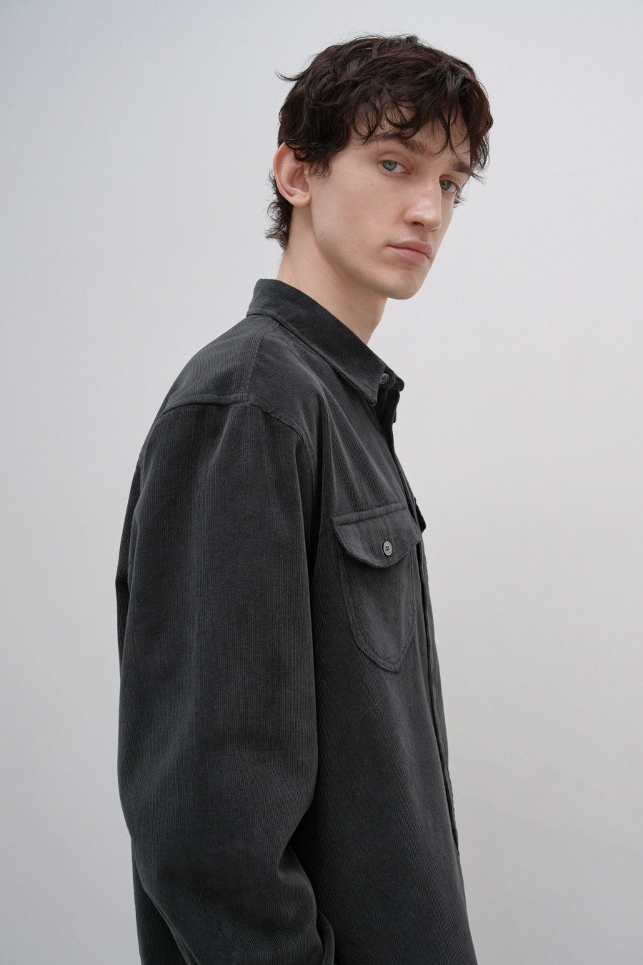 Insilence - Corduroy Two-Pocket Shirt (Charcoal) product image 2 | TRAB K-Fashion Australia