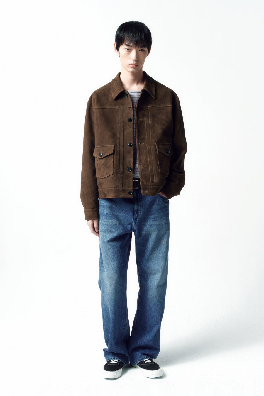Insilence - Goat Suede Jean Jacket (Dark Brown) product image 1 | TRAB K-Fashion Australia