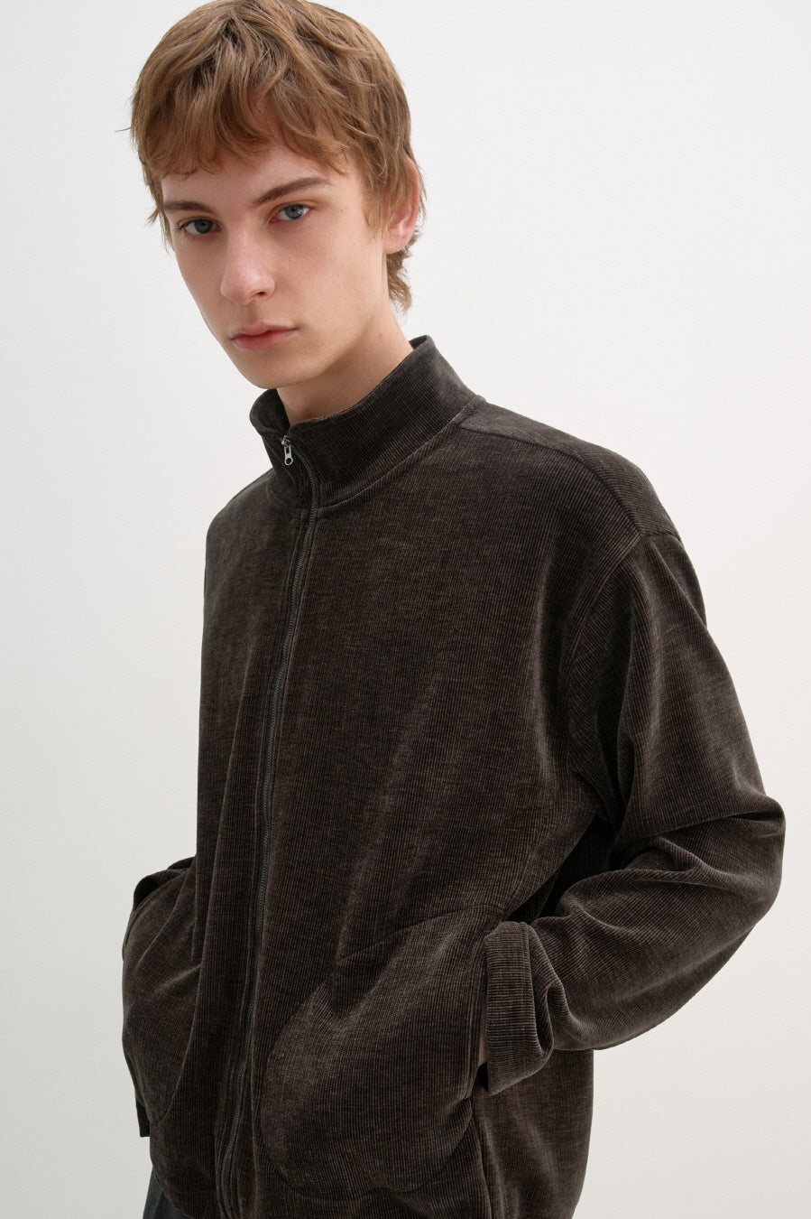Insilence - High-neck Zip-up Jacket (Brown) product image 1 | TRAB K-Fashion Australia