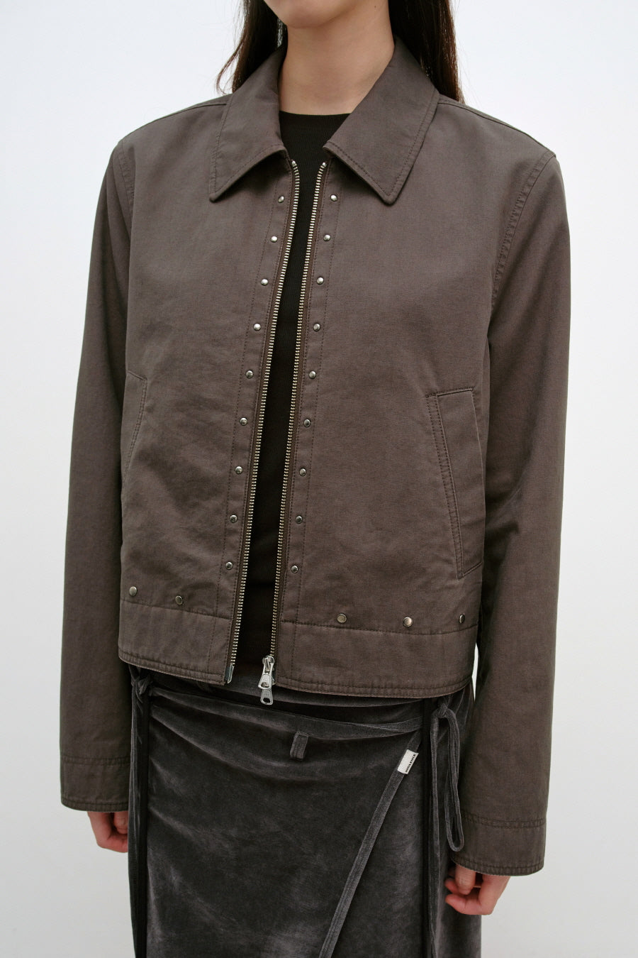 Insilence - Cotton Stud Jacket (Brown) product image 4 | TRAB K-Fashion Australia