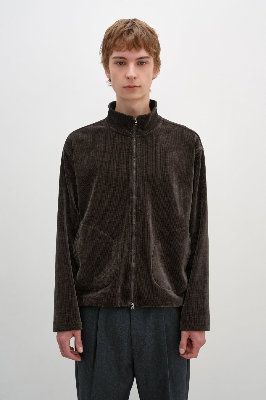 Insilence - High-neck Zip-up Jacket (Brown) product image 3 | TRAB K-Fashion Australia