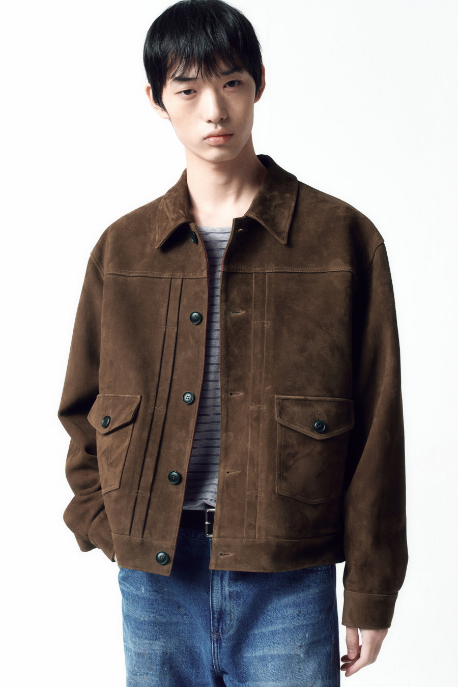Insilence - Goat Suede Jean Jacket (Dark Brown) product image 2 | TRAB K-Fashion Australia