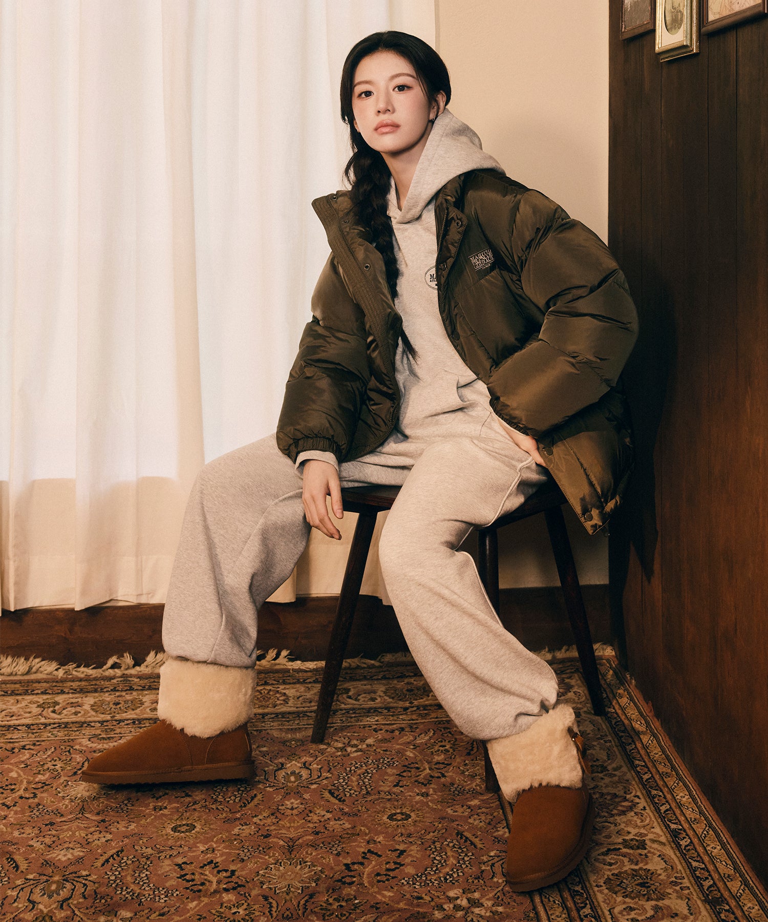 Marithe & Francois Girbaud - Classic Logo Down Jacket (Khaki) product image 3 | TRAB K-Fashion Australia
