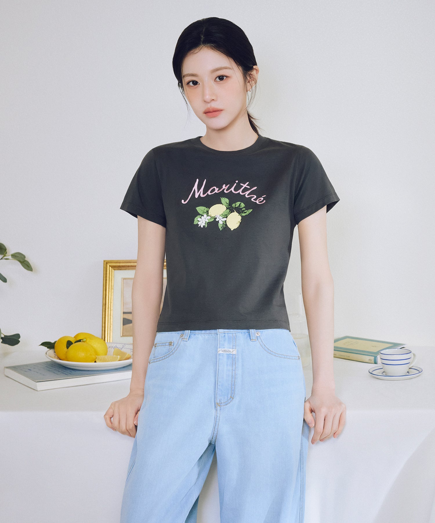 Marithe & Francois Girbaud - Summer Semi Wide Denim Pants (Light Blue) product image 3 | TRAB K-Fashion Australia