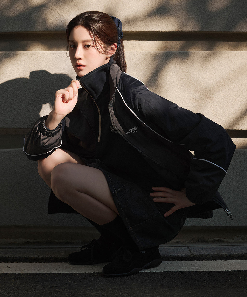 Marithe & Francois Girbaud - Color-block Highneck Windbreaker (Charcoal) product image 3 | TRAB K-Fashion Australia