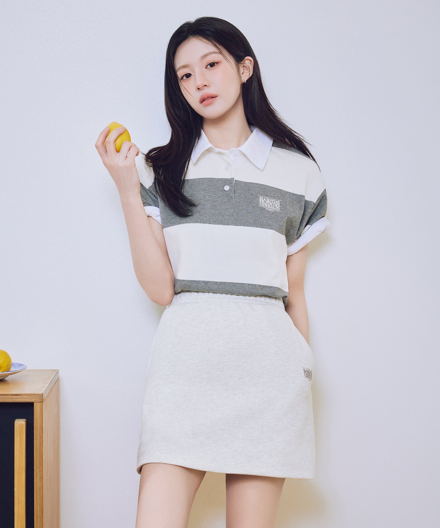 Marithe & Francois Girbaud - Vintage Classic Logo Sweat Mini Skirt (Oatmeal) product image 3 | TRAB K-Fashion Australia