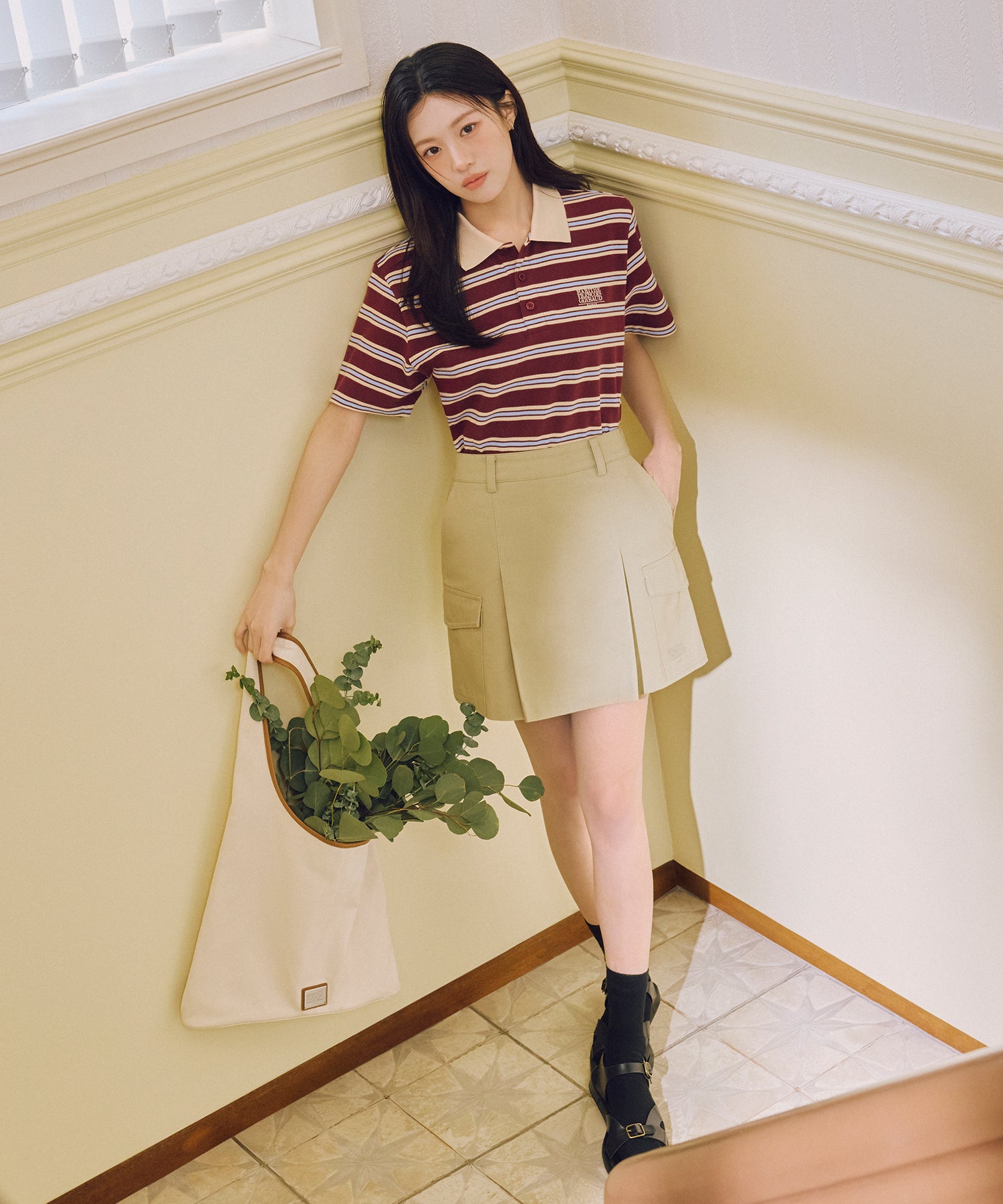 Marithe & Francois Girbaud - Small Classic Logo Pk Collar Tee (Stripe) product image 3 | TRAB K-Fashion Australia