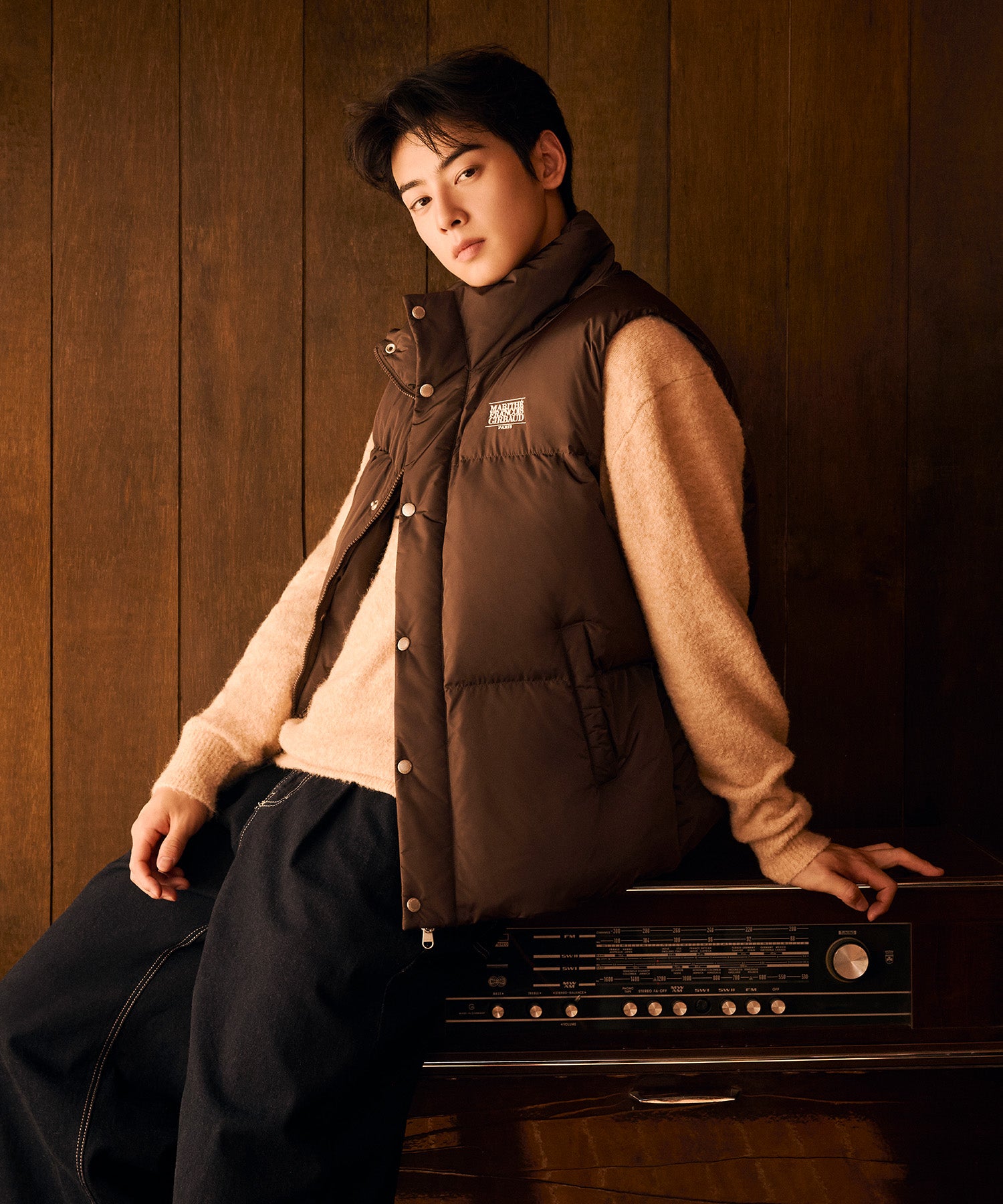 Marithe & Francois Girbaud - Classic Logo Down Vest (Dark Brown) product image 3 | TRAB K-Fashion Australia